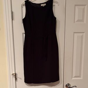 Amanda Smith Black Sleeveless Midi Sheath Dress with Waist Tie